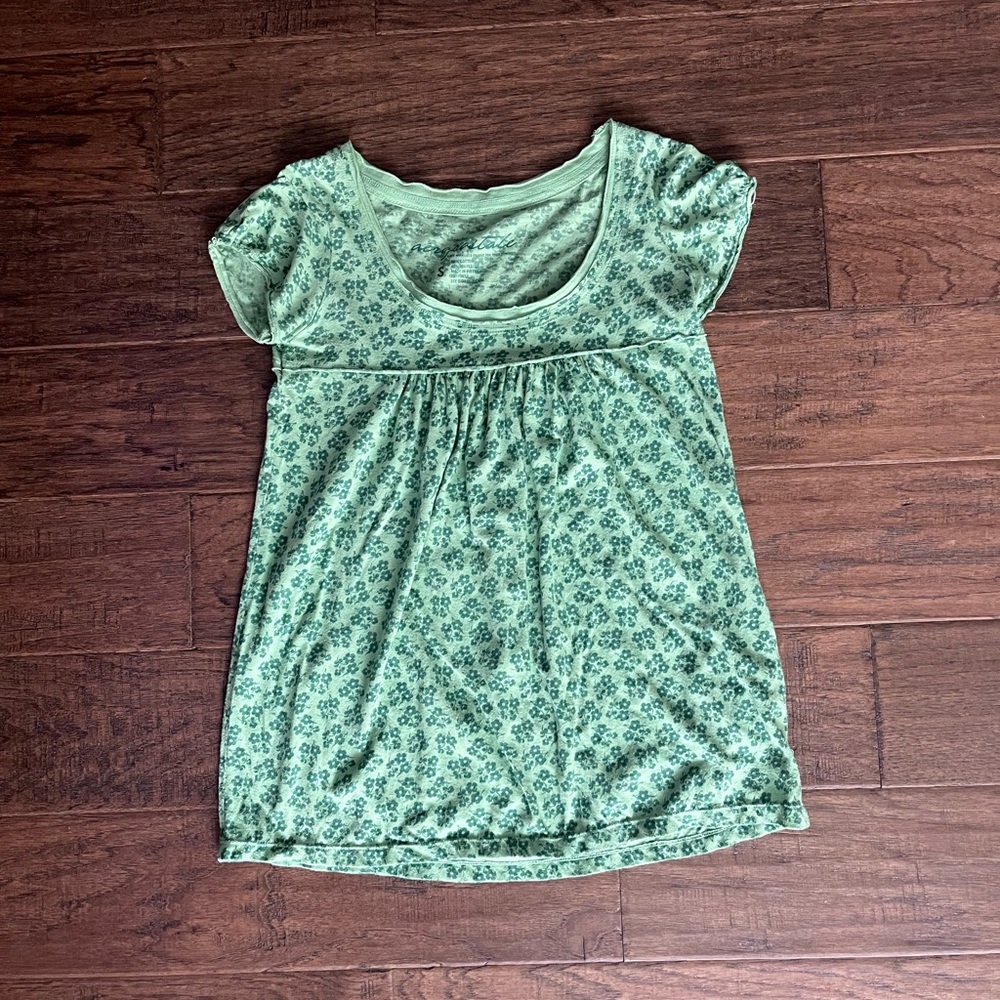 Green Flower Top (S)